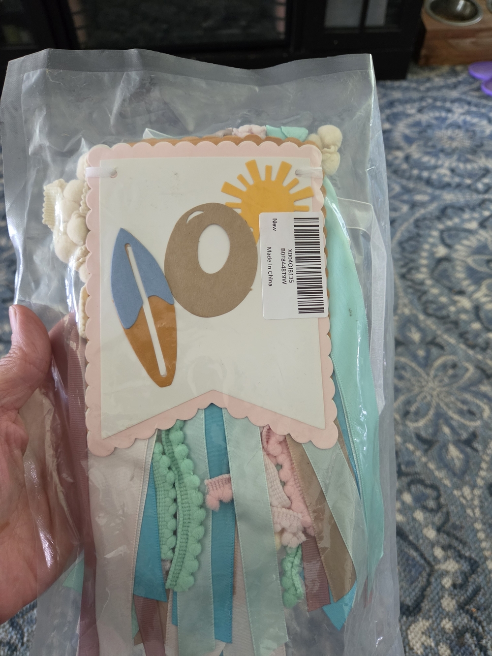 1st Birthday High Chair Party Banner Garland - Pastel Aqua, Pink & Mint